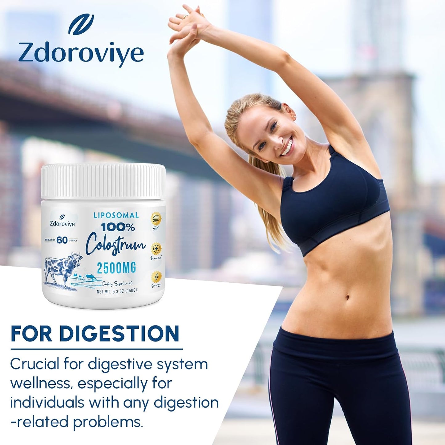 Zdoroviye Liposomal Bovine Colostrum Powder 2500 mg, Improved Absorption Compared to Standard Colostrum (60 Servings) - görsel 5