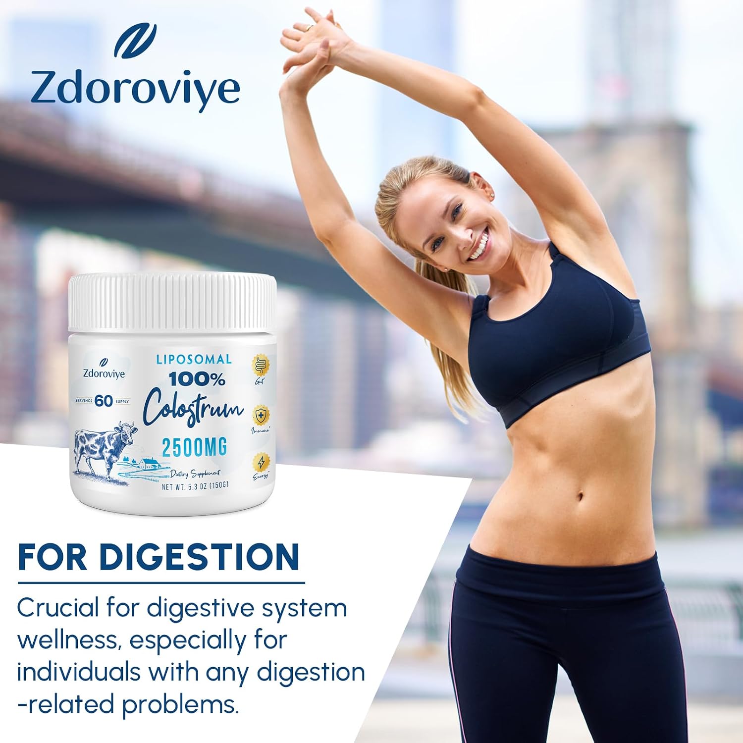 Zdoroviye Liposomal Bovine Colostrum Powder 2500 mg, Improved Absorption Compared to Standard Colostrum (60 Servings) - görsel 5
