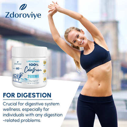 Zdoroviye Liposomal Bovine Colostrum Powder 2500 mg, Improved Absorption Compared to Standard Colostrum (60 Servings)