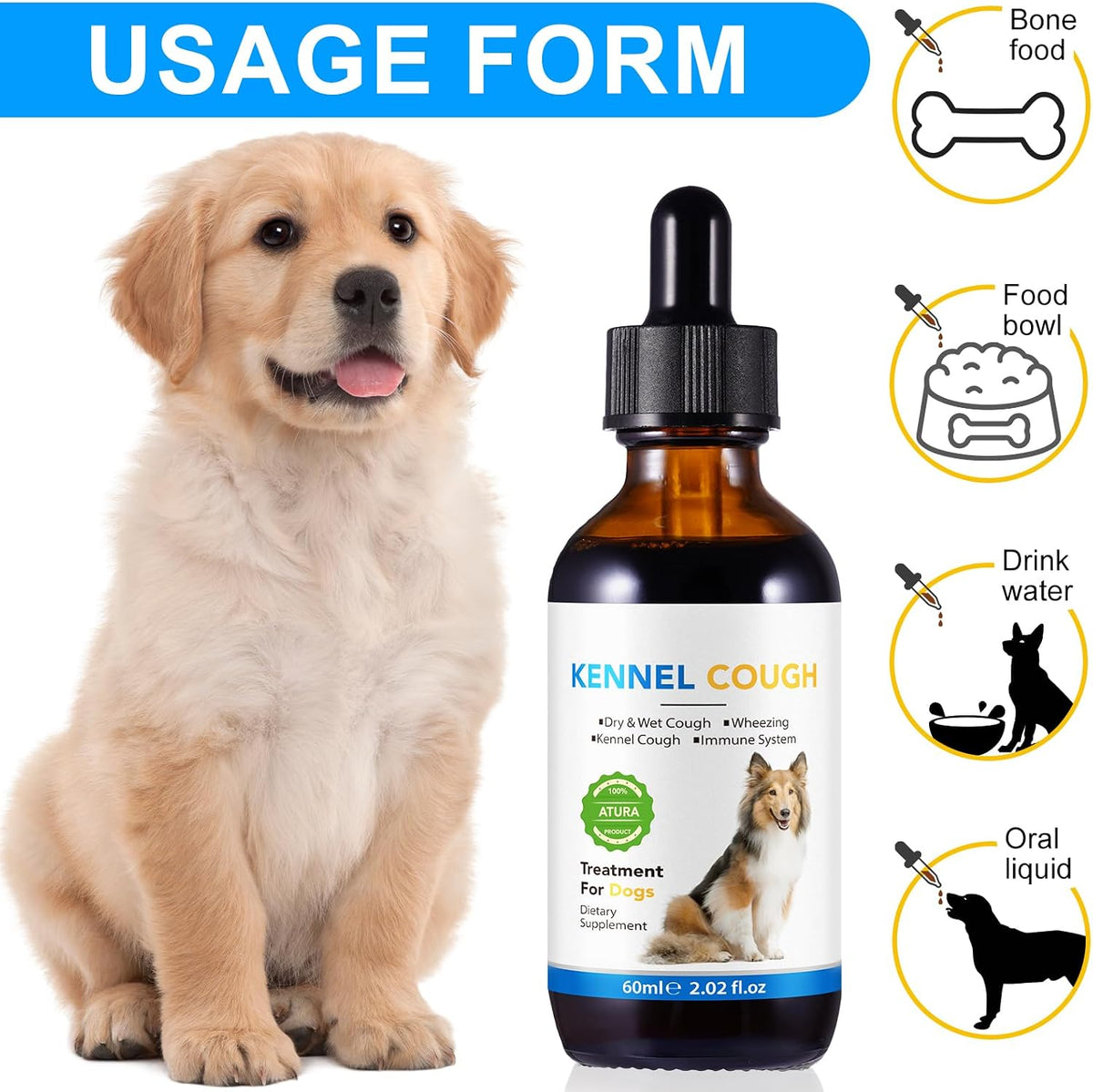 Dog Cough Support - Kennel Cough Drops for Dogs, 100% Natural Cough Supplement for Dogs, Allergy Support for Dogs, Herbal Drops for All Breeds & Sizes - görsel 4