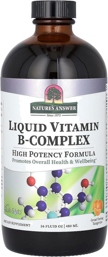 Nature's Answer Liquid Vitamin B-Complex, All-Natural Tangerine Flavour, 473 ml