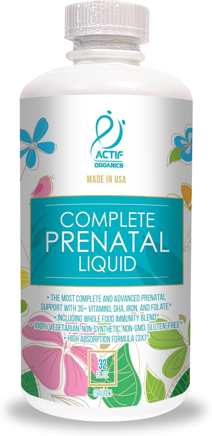 ACTIF Organic Complete Antenatal Liquid with 35+ Vitamins and Organic Herbs, with DHA and Choline, Non-GM, Made in the USA, 946ml - görsel 1