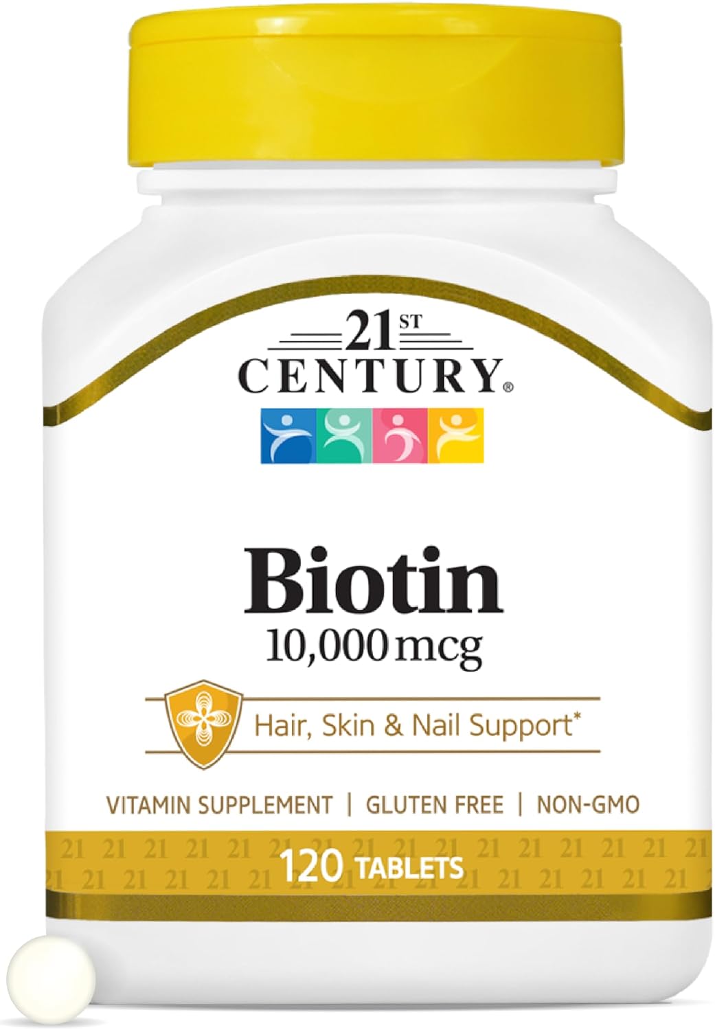 21st Century Biotin Tablets, 10,000 mcg, Unflavoured, 120 Tablets - görsel 1