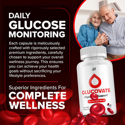 Glucovate Advanced Supplement - All Natural Formula - 3 Pack (180 Capsules)