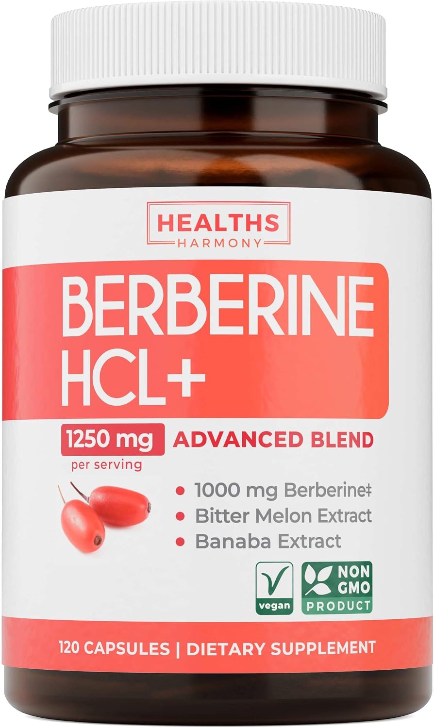 Berberine HCl Supplement with Bitter Melon and Banaba Leaf – 120 Capsules - görsel 1