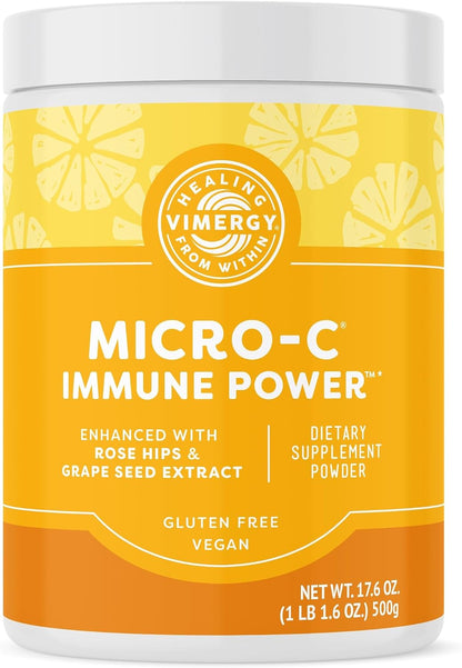Vimergy Micro-C Immune Support - Vitamin C Powder (125g, 35 Servings) - Gentle Formula with Bamboo Silica and Bioflavonoids