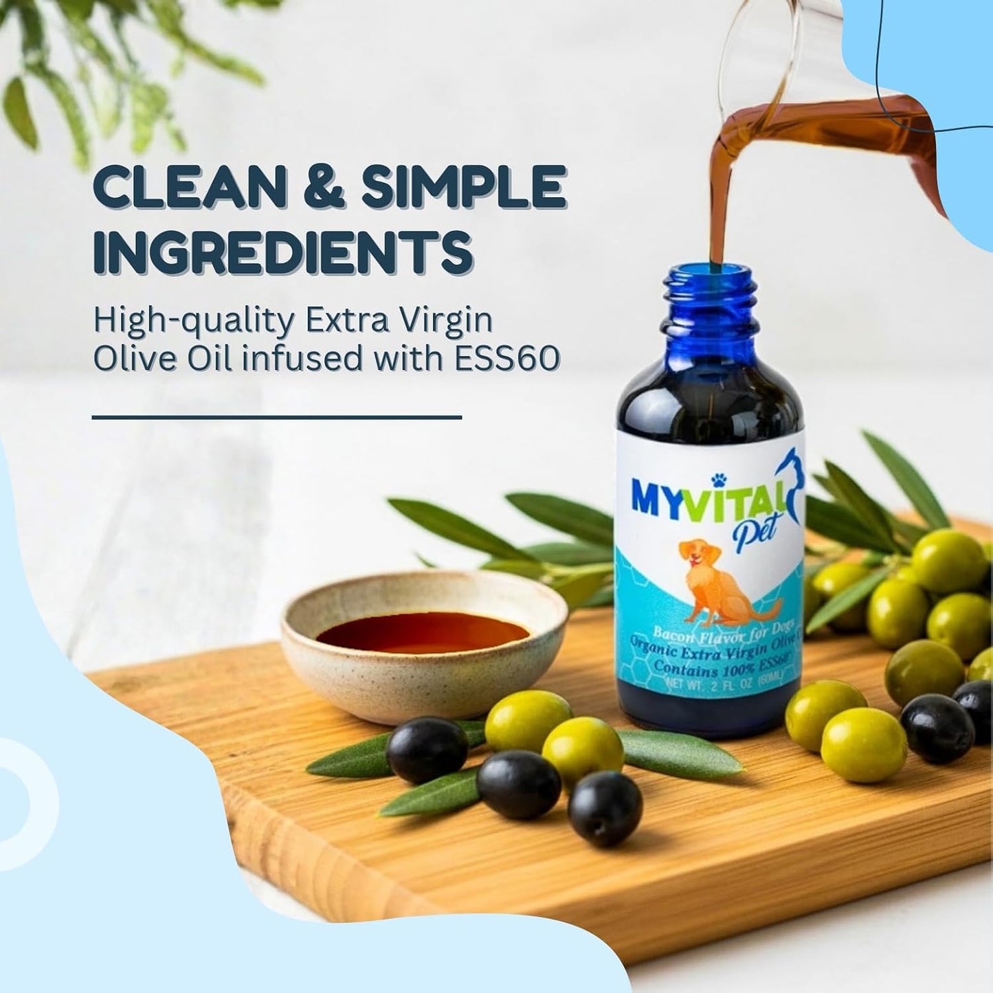 MyVitalC ESS60 Organic Extra Virgin Olive Oil with Bacon Flavour for Dogs (60 ml) - görsel 5