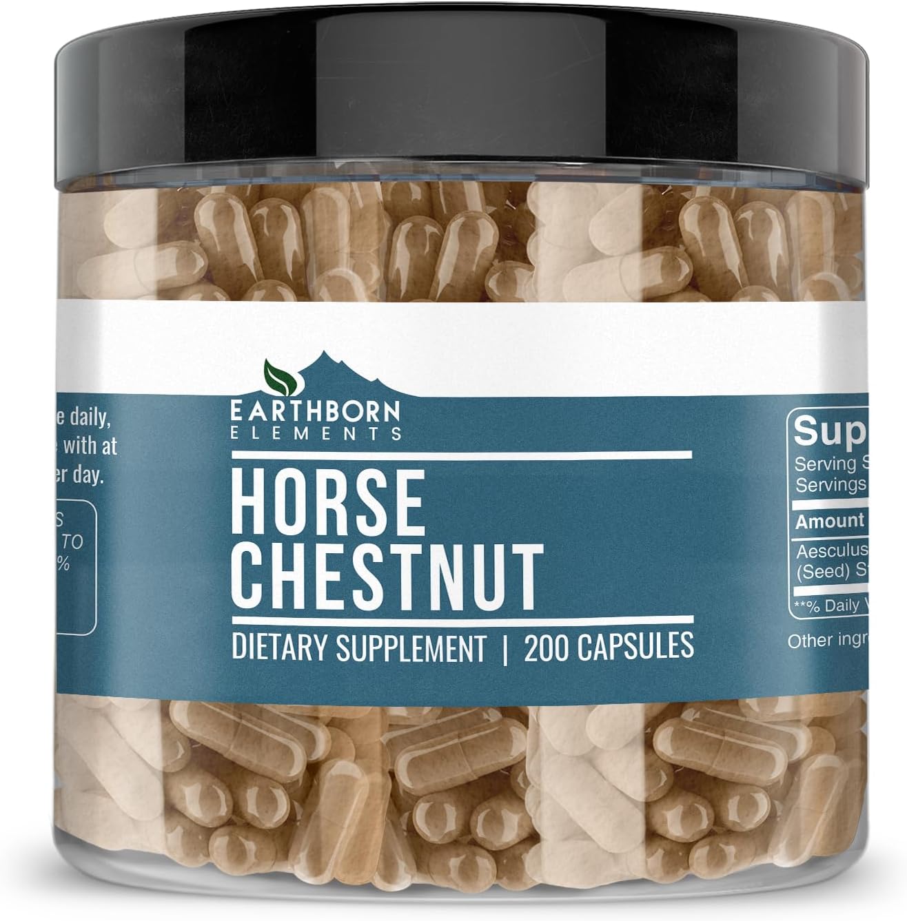 Earthborn Elements Horse Chestnut 200 Capsules, Pure & Undiluted, No Additives - görsel 1