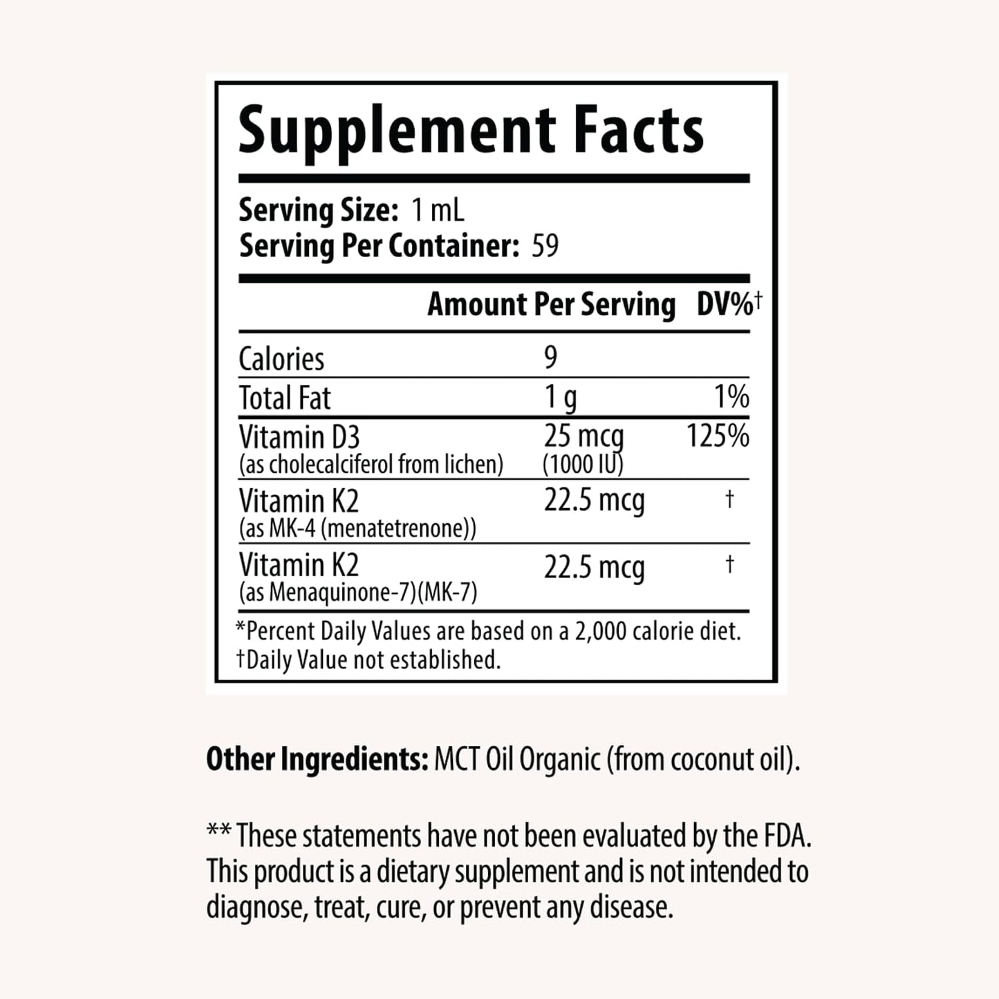 Drop Vitamin D3 + K2 Liquid Drops - 1000 IU Vegan D3 from Lichen, 45 mcg K2 (MK-4 & MK-7) with Organic MCT Oil, 59 ml - görsel 2
