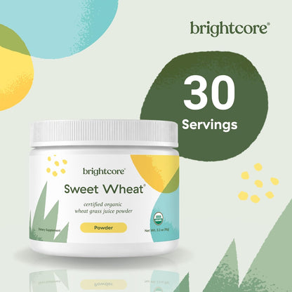 Brightcore Nutrition Sweet Wheat Wheatgrass Juice Powder – Super Greens for Digestive Comfort & Vitality, 90g