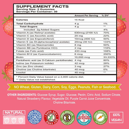 VEGEPOWER Biotin Gummies 10000µg – Vegan Hair, Skin & Nails Food Supplement