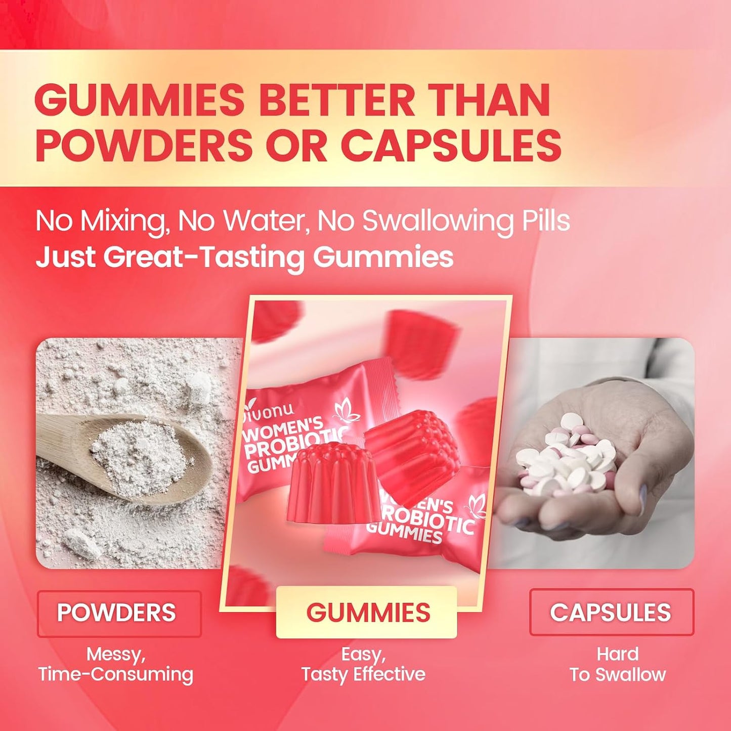 VivoNu Women's Probiotic Gummies - Feminine Balance Support with Cranberry, 60 Count - görsel 5