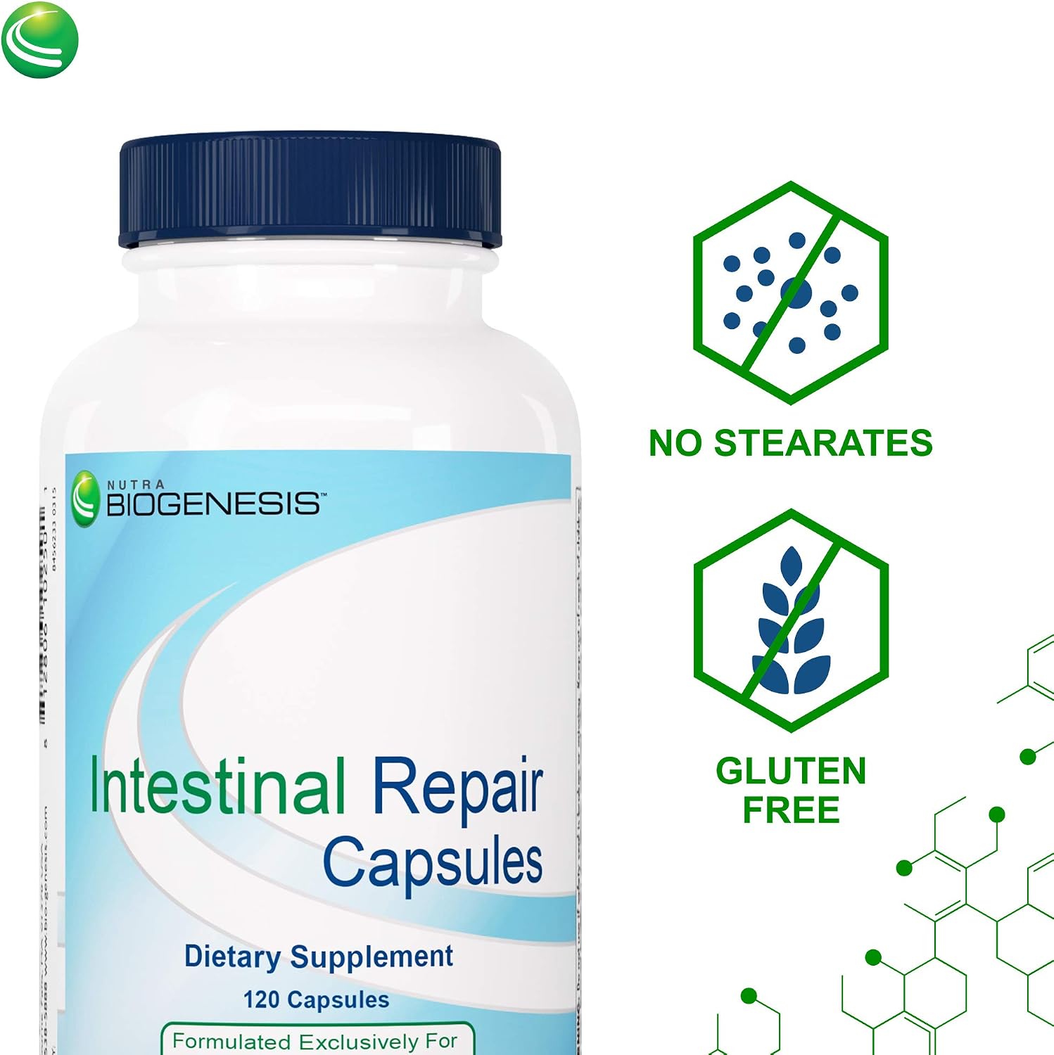 Nutra BioGenesis Intestinal Repair Capsules - Gut Health Supplement with Sodium Butyrate, L-Glutamine - 120 Capsules - görsel 4