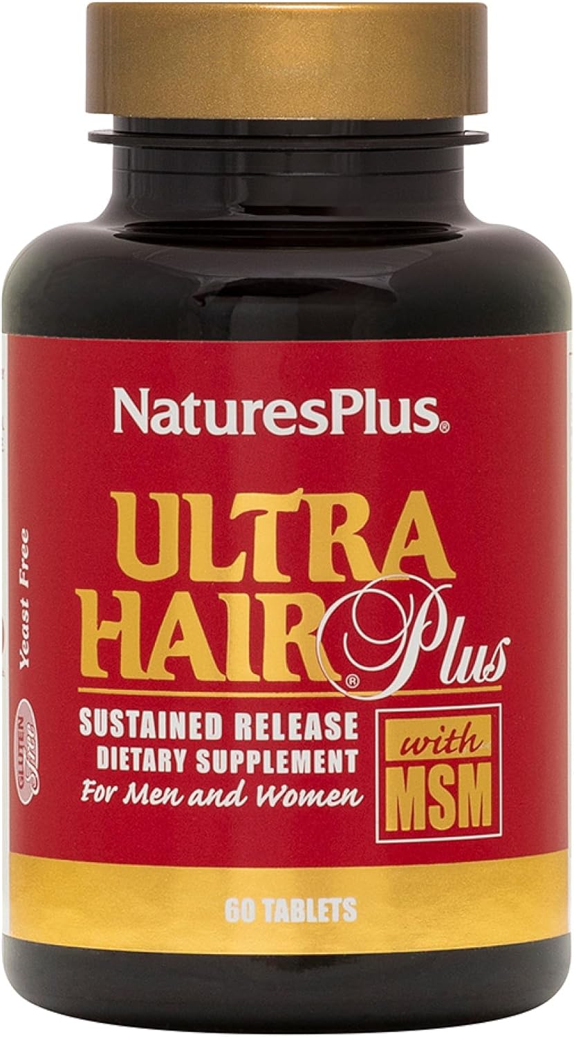 Nature's Plus Ultra Hair Plus - 60 Sustained Release Tablets - Nutritional Support for Healthy Hair Structure - Gluten Free - görsel 1