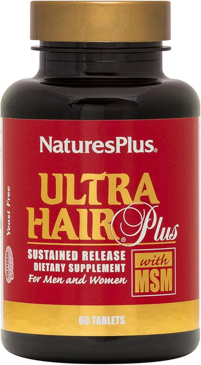 Nature's Plus Ultra Hair Plus - 60 Sustained Release Tablets - Nutritional Support for Healthy Hair Structure - Gluten Free