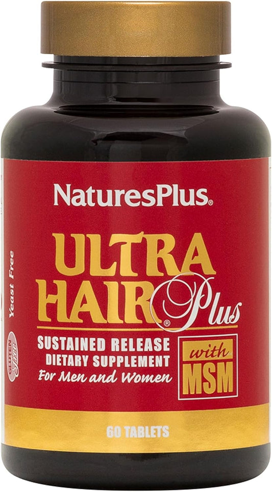 Nature's Plus Ultra Hair Plus - 60 Sustained Release Tablets - Nutritional Support for Healthy Hair Structure - Gluten Free
