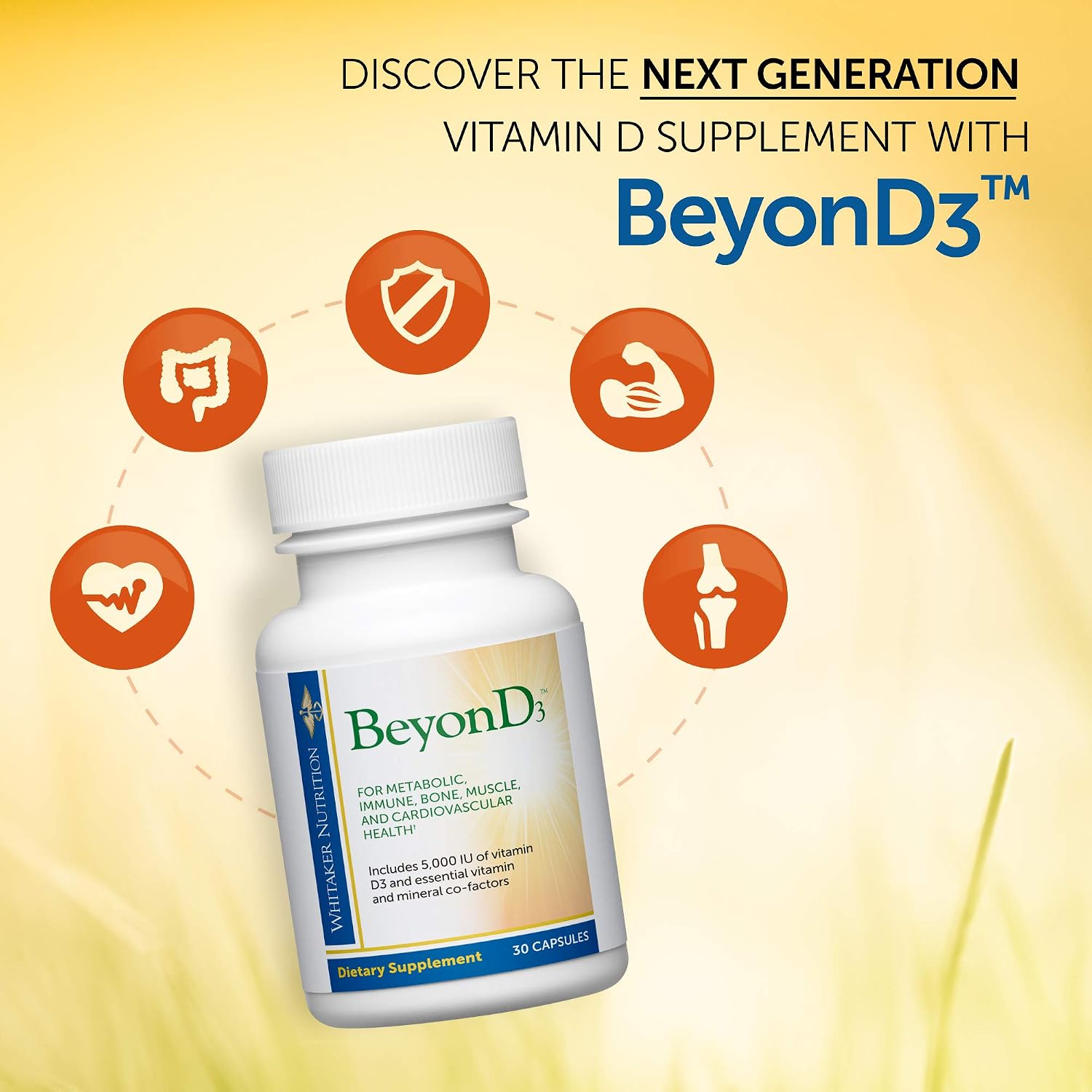 Dr. Whitaker's BeyonD3 - Vitamin D3 Supplement with K2, Magnesium, Zinc & Boron, 30 Capsules - görsel 4