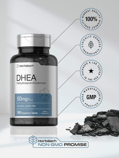 Horbäach DHEA 50mg Supplement – 150 Tablets
