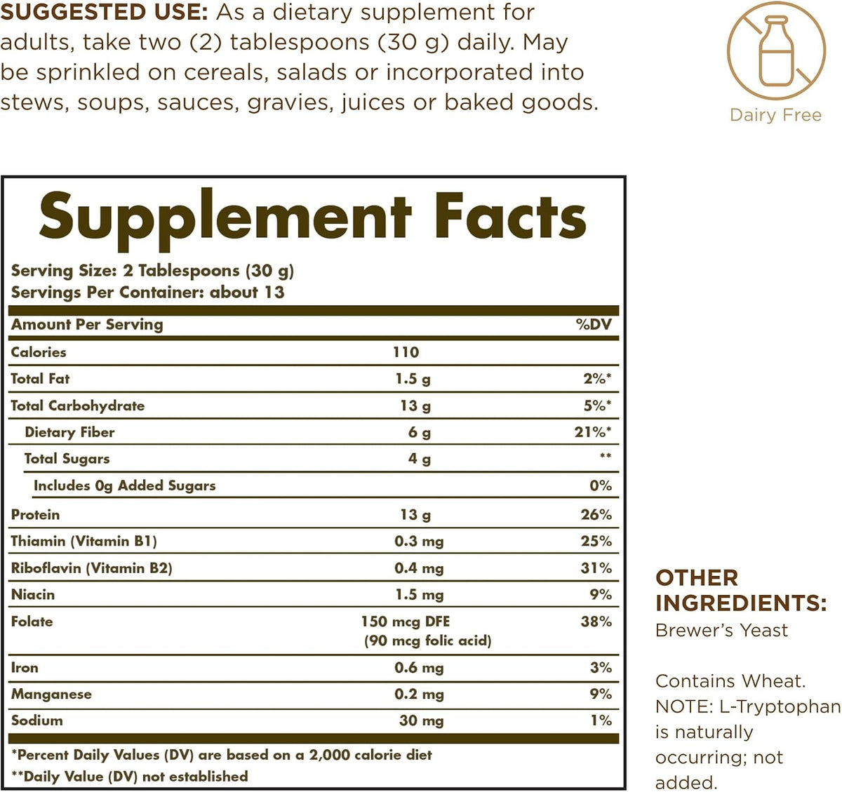 Solgar Brewer's Yeast Powder - Natural, Unflavoured & Unsweetened - Suitable for Vegetarians - 397 g (Pack of 2) - görsel 2