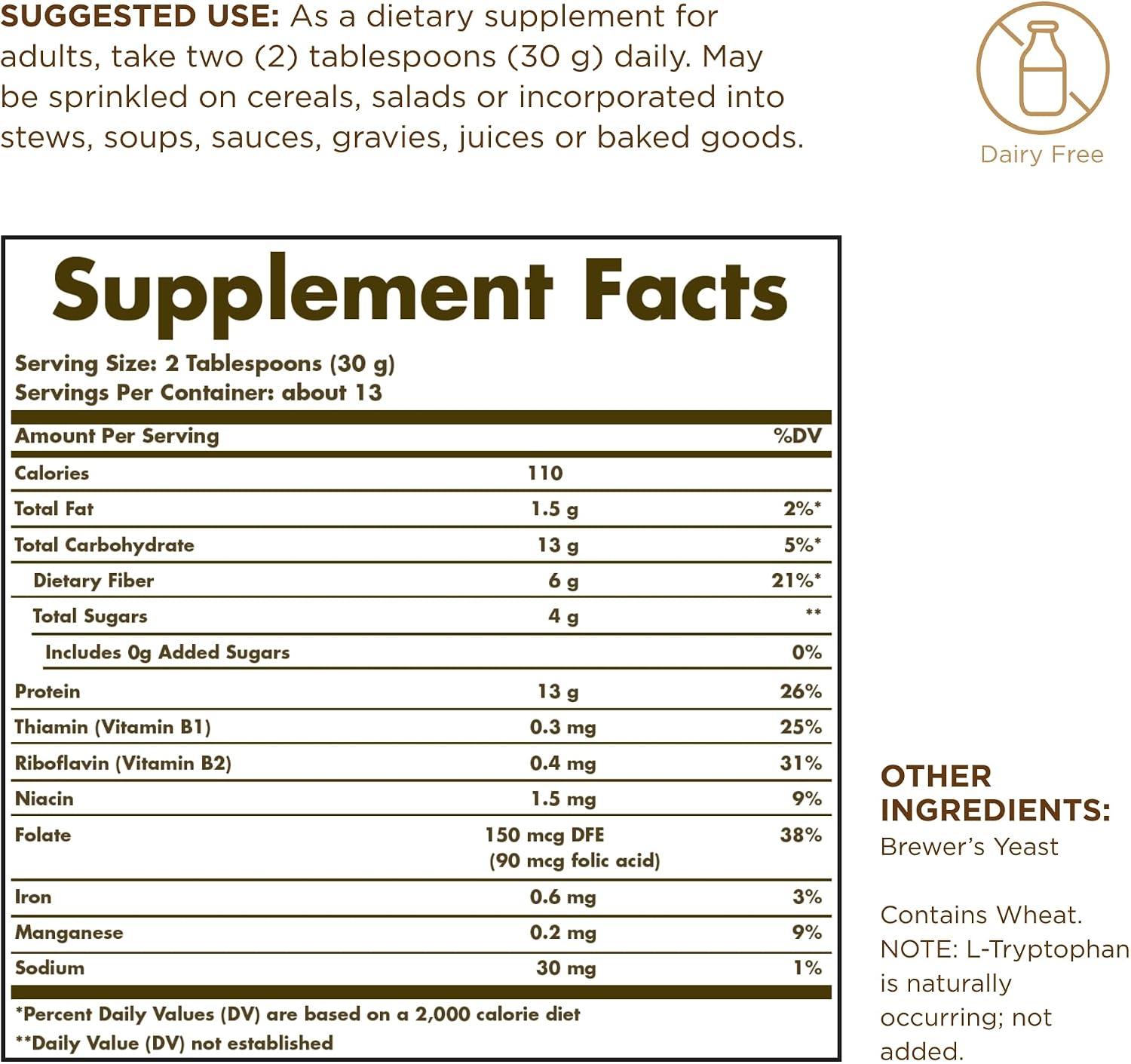 Solgar Brewer's Yeast Powder - Natural, Unflavoured & Unsweetened - Suitable for Vegetarians - 397 g (Pack of 2) - görsel 2