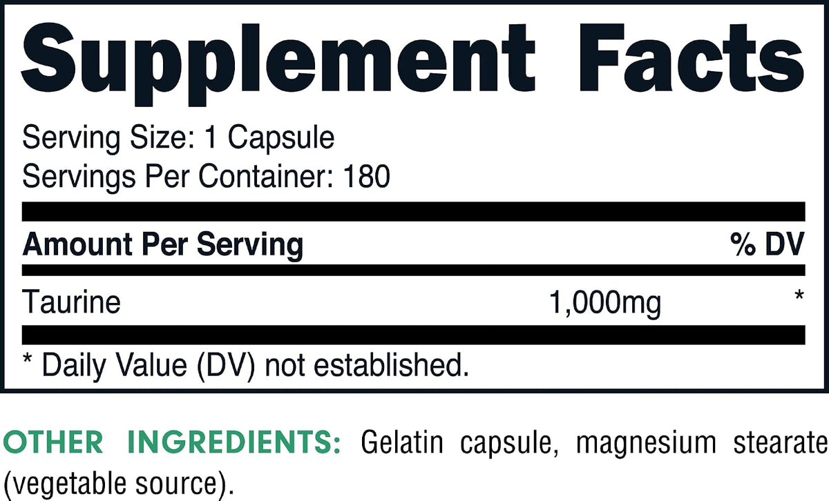 Bucked Up Taurine 1000 mg, 180 Capsules - görsel 2