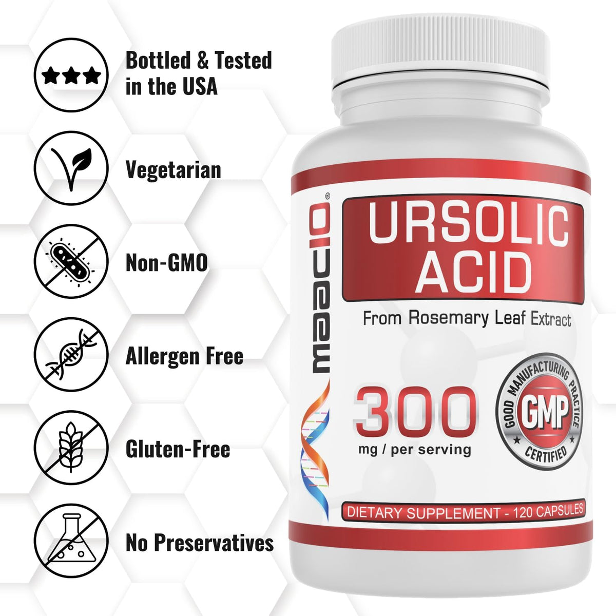 MAAC10 Ursolic Acid 300mg - Derived from Rosemary Extract, AMPK & Sirtuin Activator - görsel 7