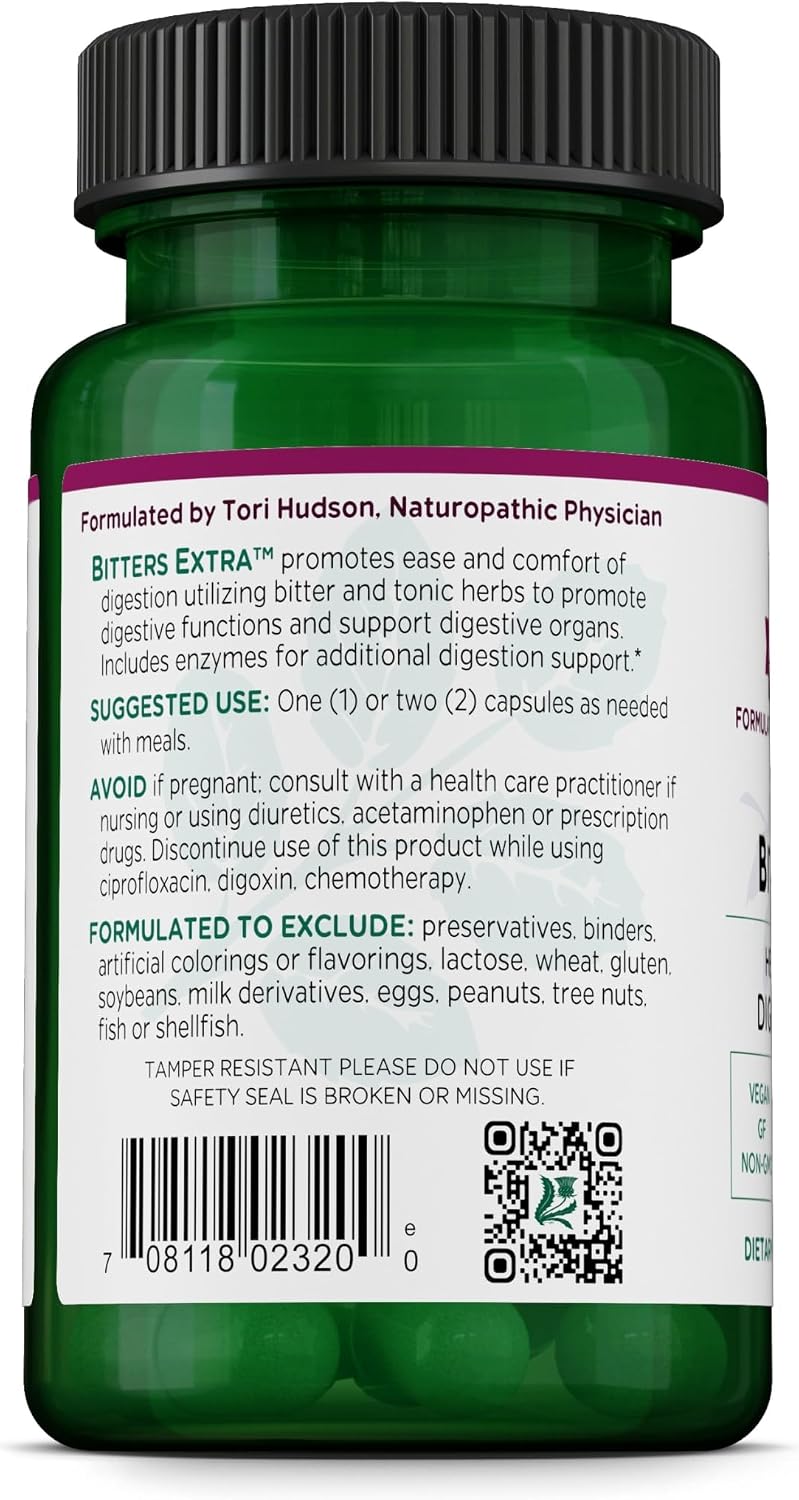 Vitanica Bitters Extra - Digestion Support Supplement with Dandelion Root, Ginger, Turmeric & Plant Enzymes - Vegan - 30 Capsules - görsel 3