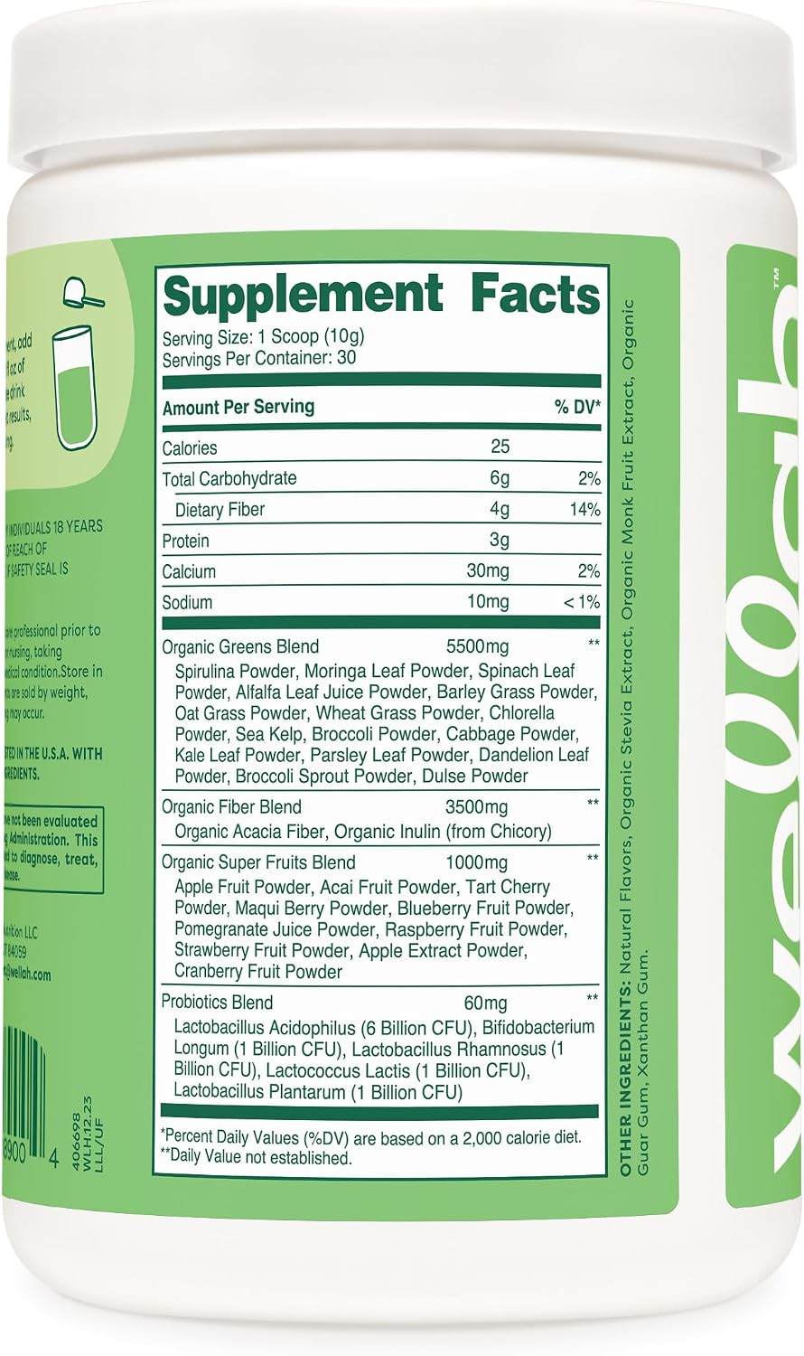 Wellah Leaf, Laugh, Love Super Greens Powder (Unflavoured) - 30 Servings - görsel 4