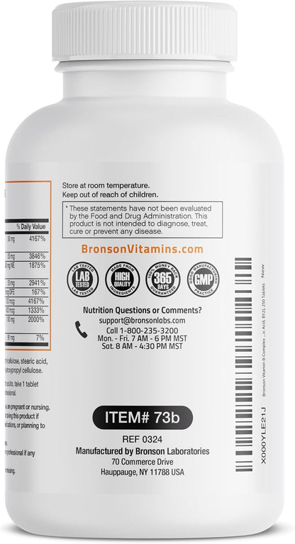 Bronson Super B Vitamin B Complex - Sustained Release, 250 Tablets
