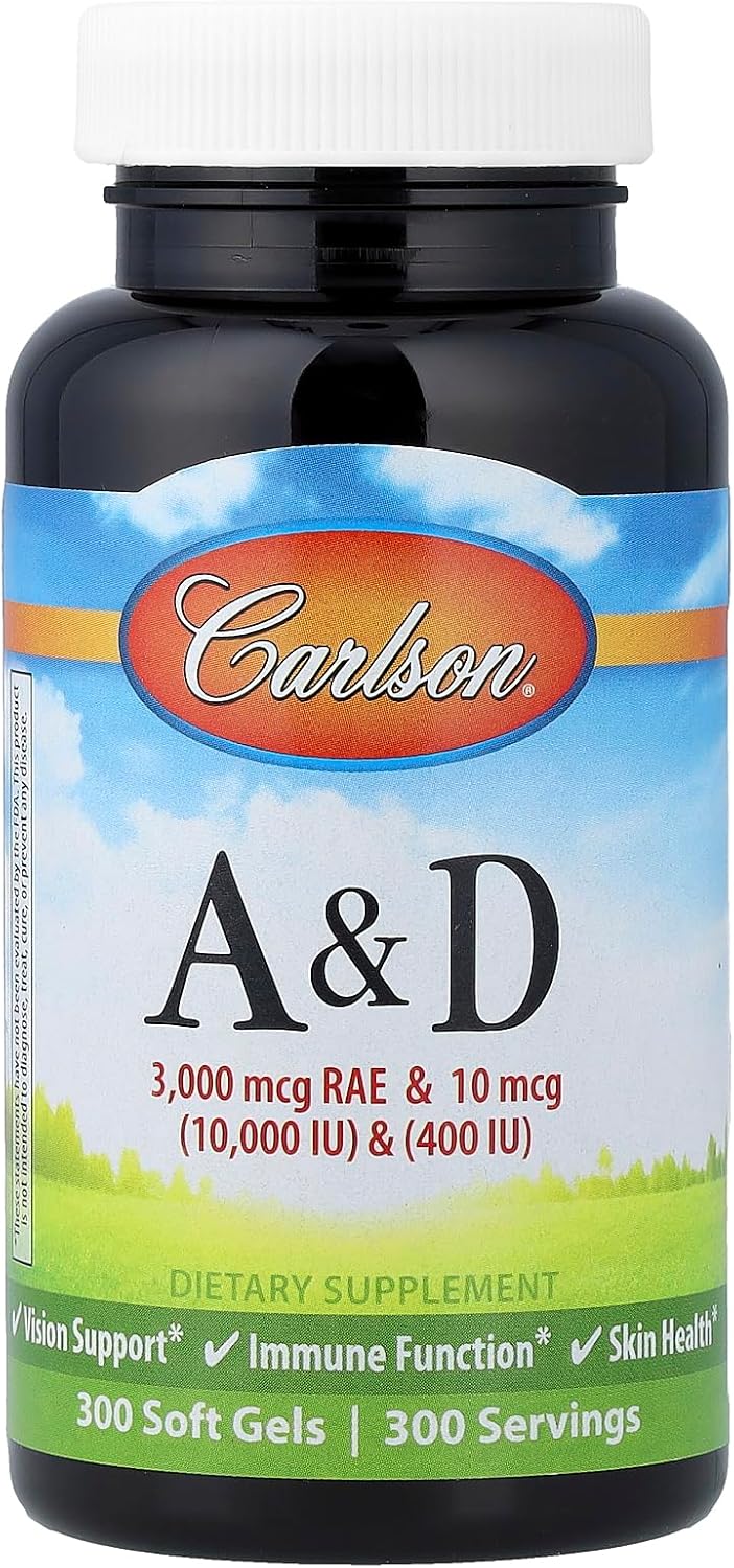 Carlson Labs Vitamin A and D, 10,000/400 IU, 300 Softgels - görsel 1
