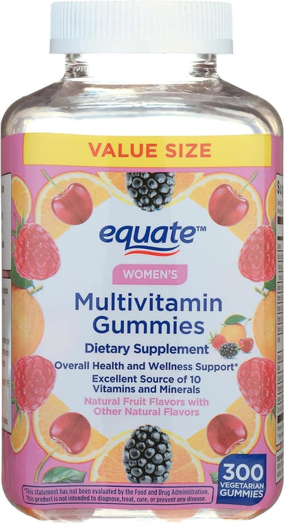 Equate Women's Multivitamin Gummies, 300 Vegetarian Chewable Gummies + Sticker
