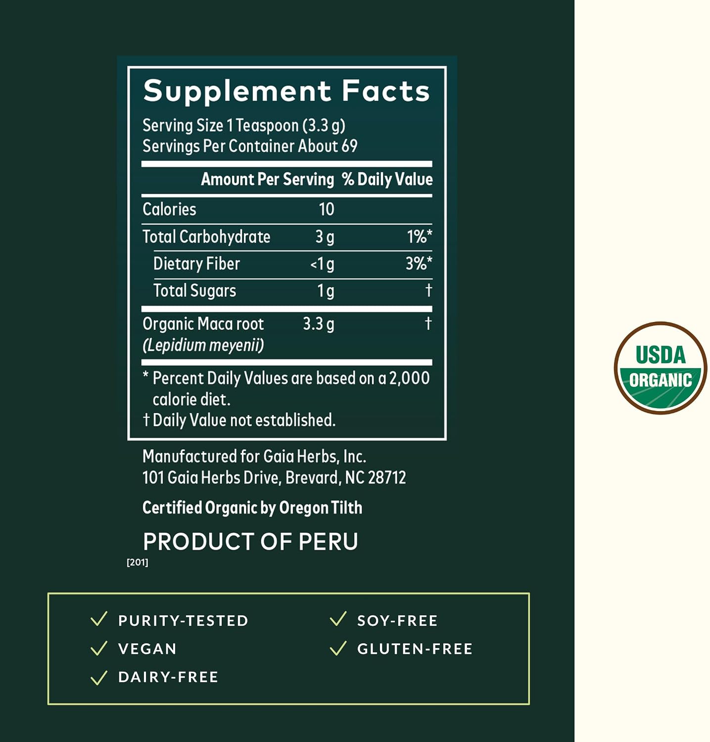 Gaia Herbs Maca Powder - Energy Supplement - Traditionally Used to Support Healthy Energy and Stamina - Made with USDA Certified Organic Maca Root (Lepidium meyenii) - 227 g (69 Servings) - görsel 3