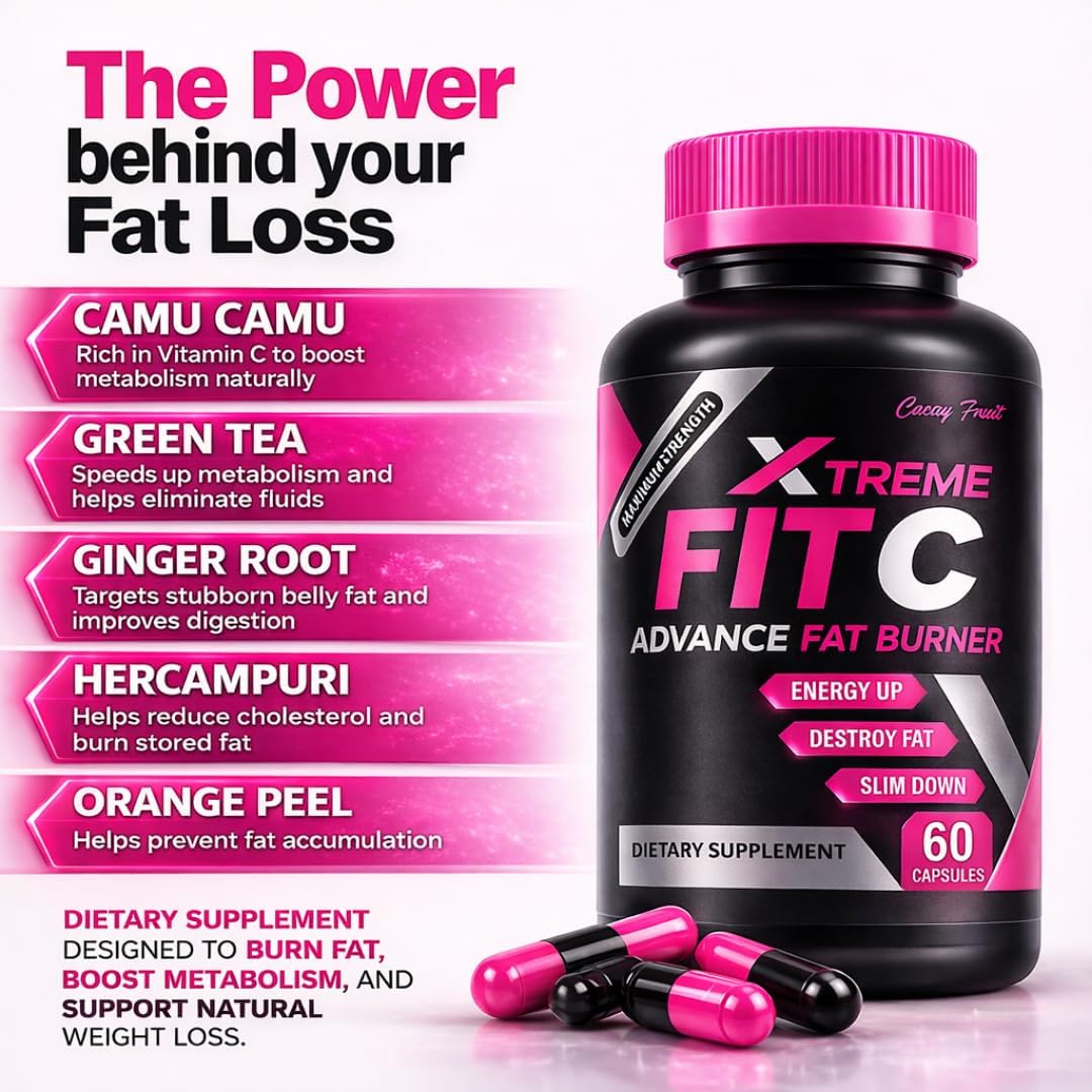 Fit C Xtreme Metabolism support – Herbal Supplement with Green Tea, Camu Camu & Ginger – Digestive & Energy Support – 550mg, 60 Capsules - görsel 8