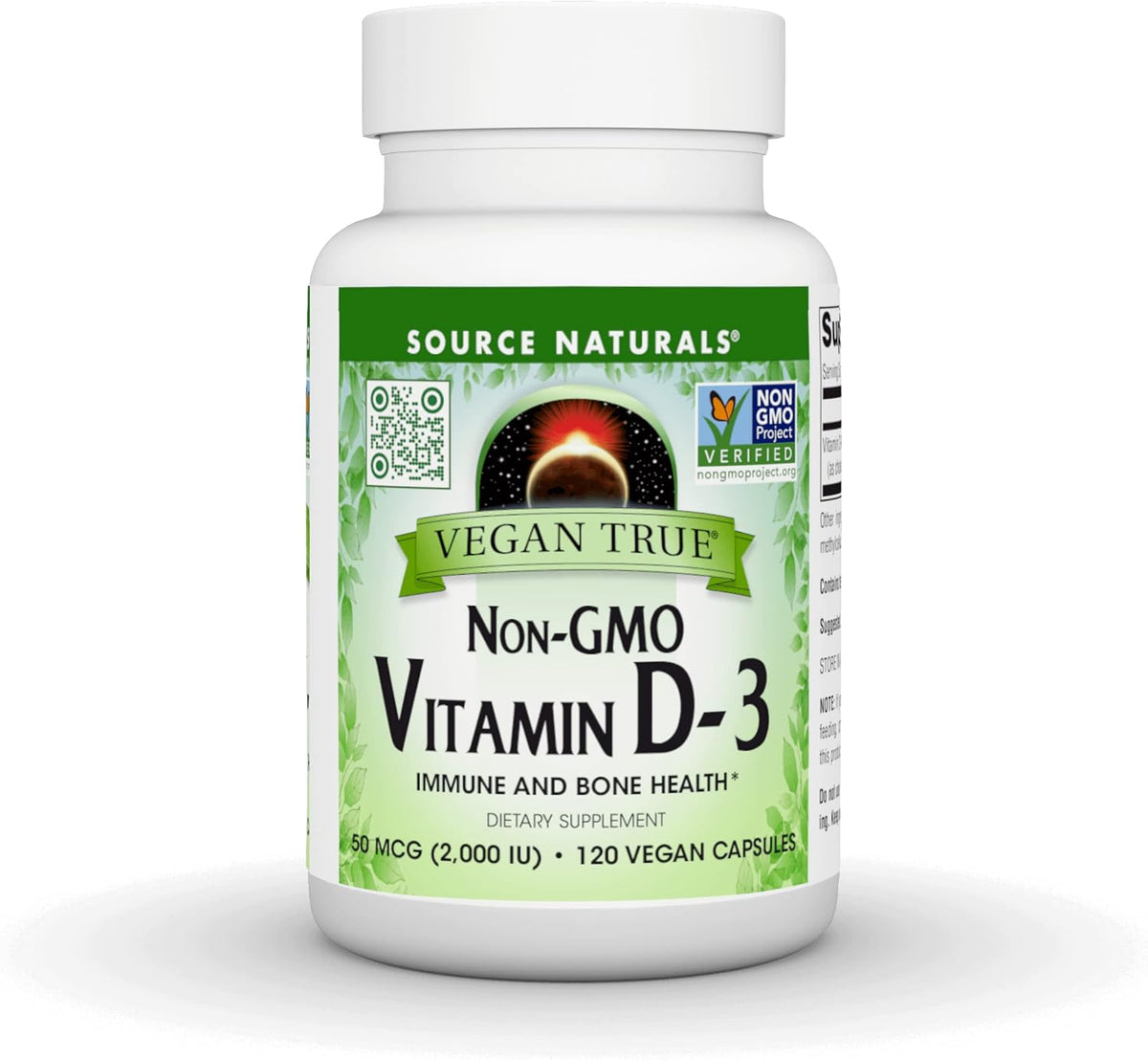 Source Naturals Vegan True Non-GMO Vitamin D-3, 2000 IU - 90 Capsules - görsel 1