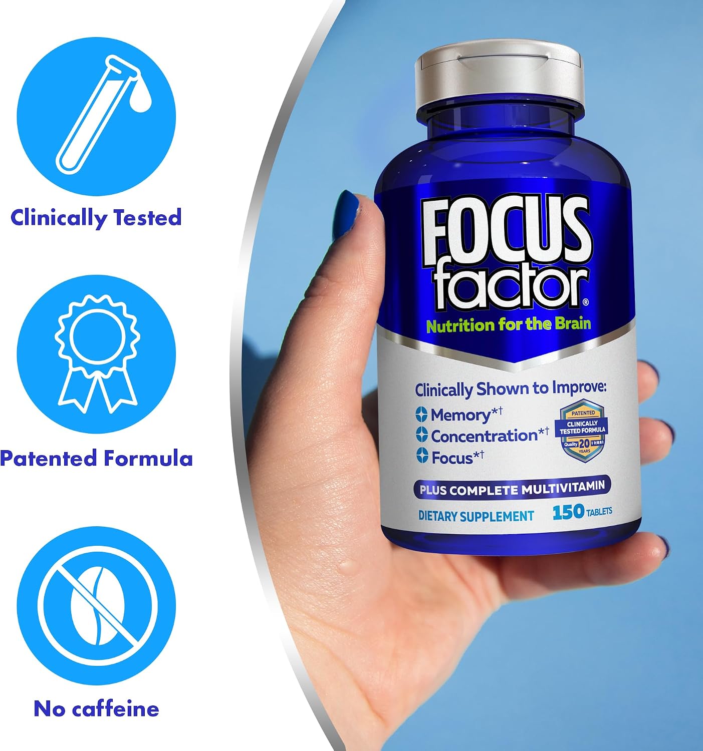 Focus Factor Nutrition for The Brain – Memory & Concentration Supplement, 150 Count - görsel 4