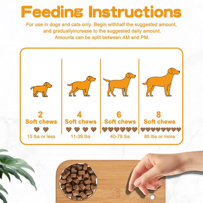 PICPOW Probiotics for Dogs & Cats, with Prebiotics, Digestive Enzymes, Inulin, Pumpkin – 120 Soft Chews