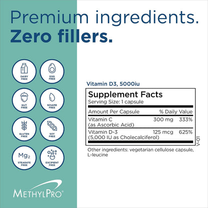 MethylPro Vitamin D3 5,000 IU – 125 mcg, 90 Capsules