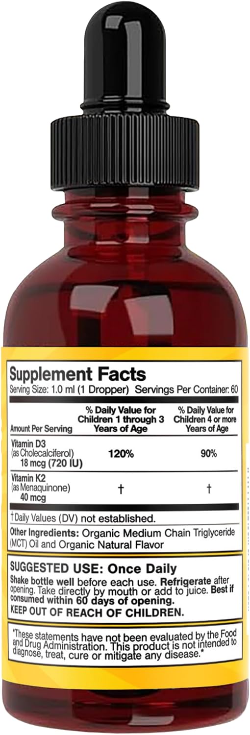 Feel Great USDA Organic Liquid Vitamin D Drops for Infants & Toddlers with K2, 2 oz - görsel 9