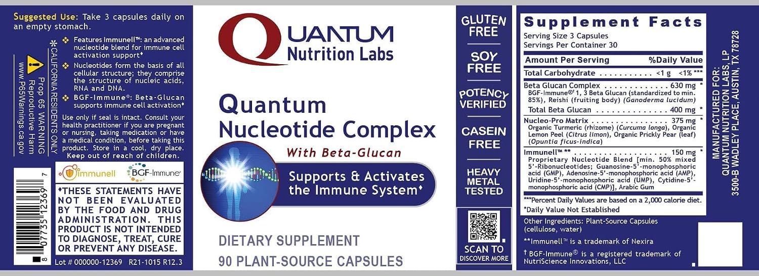 Quantum Nucleotide Complex - Beta-Glucan Immune Support with Reishi, 90 Capsules - görsel 4