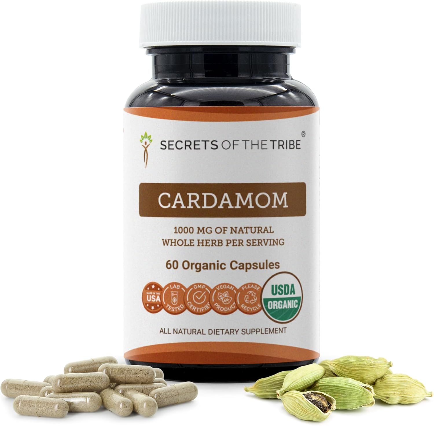 Secrets of the Tribe Cardamom USDA Organic Capsules (60 Count) - görsel 1