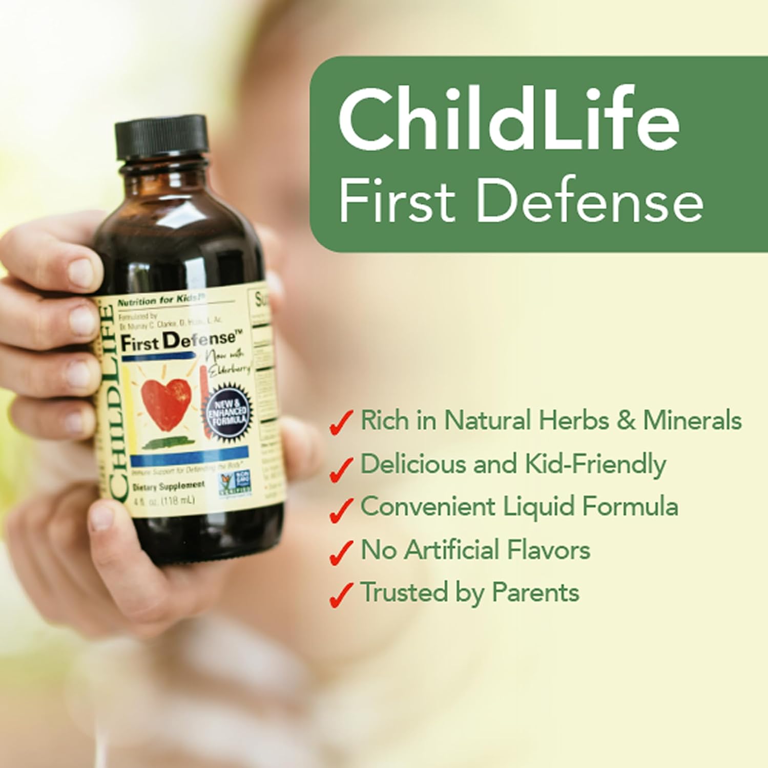 CHILDLIFE ESSENTIALS First Defence – Liquid Immune Support for Children, Elderberry & Zinc, Non-GM, Gluten-free, 4 fl oz (118 ml) (Pack of 3) - görsel 6