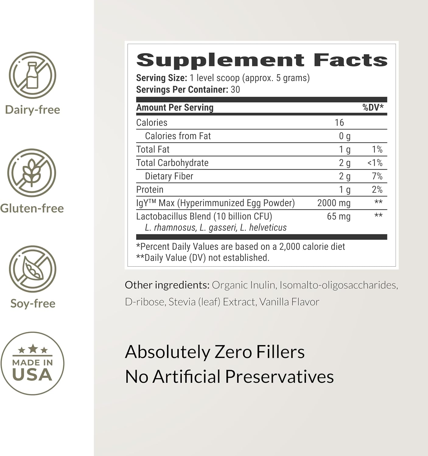 Microbiome Breakthrough Gut Support Powder – Vegetarian Vanilla – with Probiotics, Prebiotics and IgY Max – 30 Servings - görsel 6