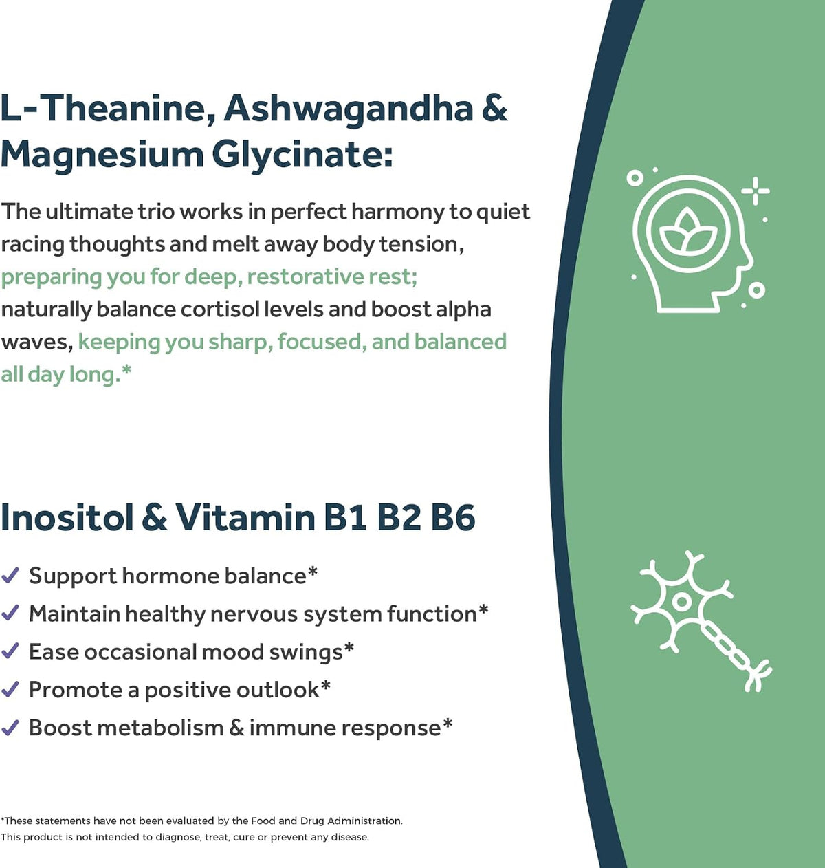 Doctor's Recipes L-Theanine 200mg with Magnesium Glycinate, Ashwagandha, Inositol, B6, B1, B2 - Calm and Focus Support, Vegan, 90 Capsules - görsel 4