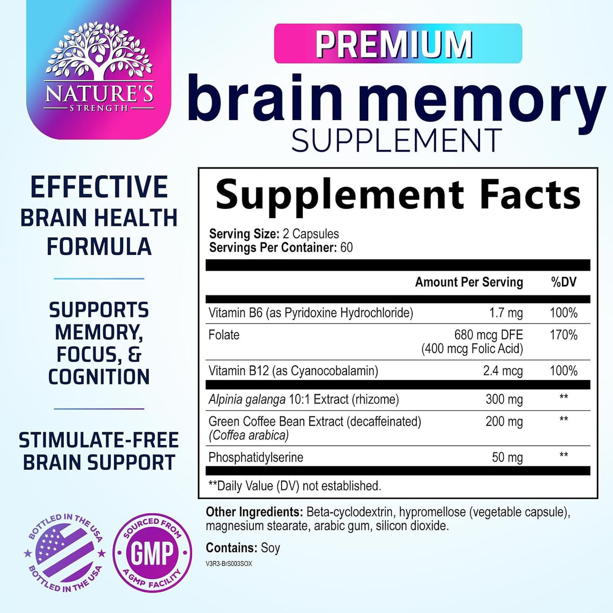 Nature's Strength Brain Memory Supplement Capsules – 120 Capsules - görsel 2