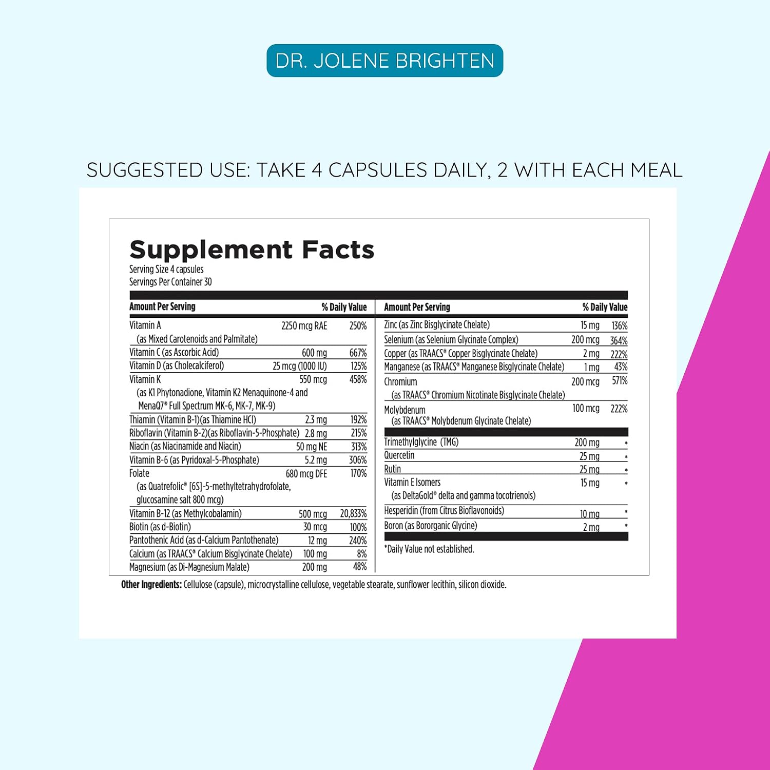Dr. Brighten Women’s Twice Daily — Premium Women’s Multivitamin, Full-Spectrum with No Iron, Unique Nutrients, Higher B Vitamins — 120 Capsules - görsel 6