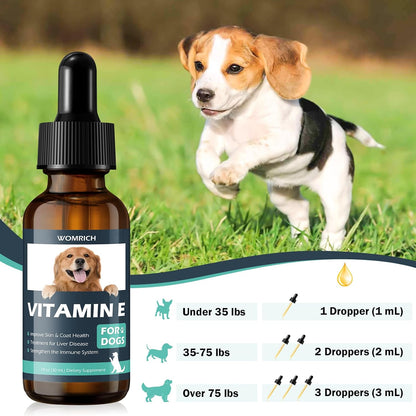 Vitamin E Oil for Dogs – Natural Antioxidant Supplement – Supports Skin & Coat, Liver Function & Immune System – 30 ml