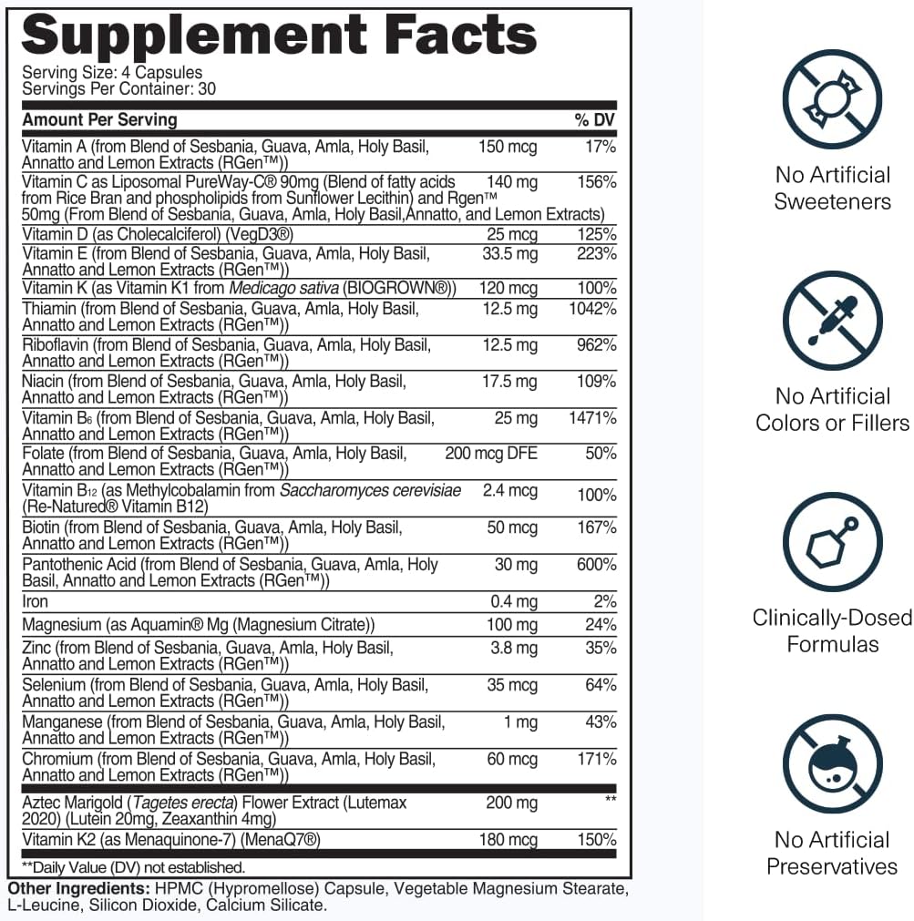 Transparent Labs Daily Multivitamin for Women – Whole-Food-Based, Vegan, Organic – 120 Capsules - görsel 3