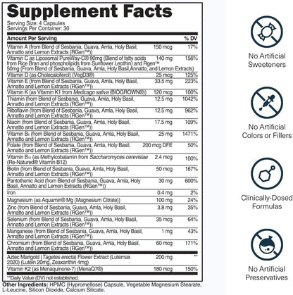 Transparent Labs Daily Multivitamin for Women – Whole-Food-Based, Vegan, Organic – 120 Capsules