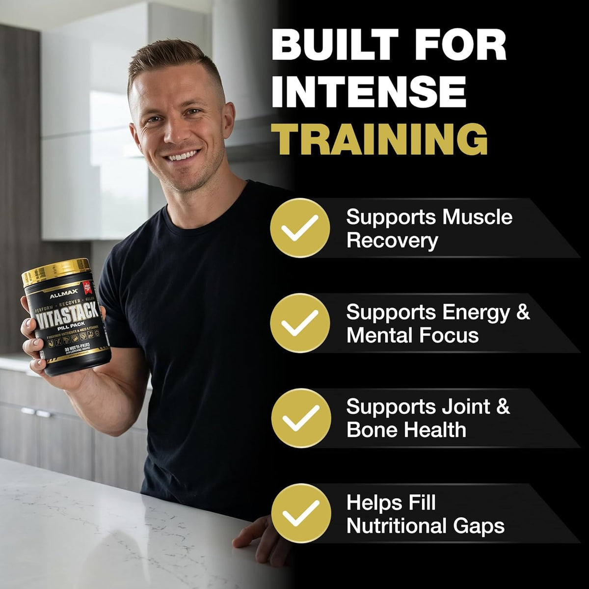 ALLMAX VITASTACK Multivitamin Sachets – 30 Daily Sachets with Omega-3, BCAAs & Enzymes - görsel 3