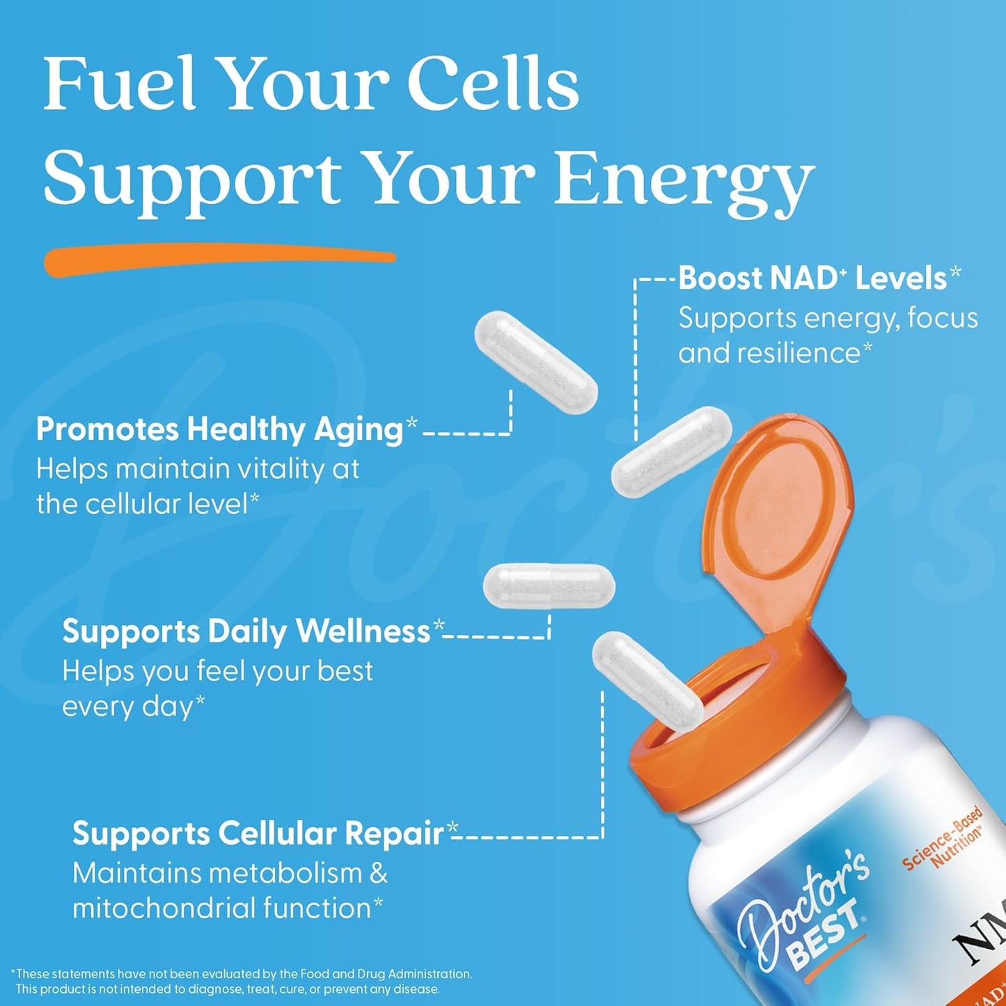 Doctor's Best NMN Supplement – 200 mg per Capsule, 60 Veg Caps, Supports NAD+ & Cellular Energy - görsel 3